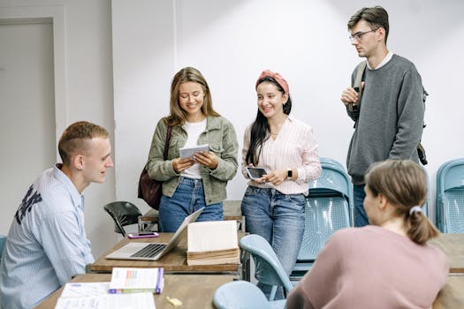 students studying with a laptop