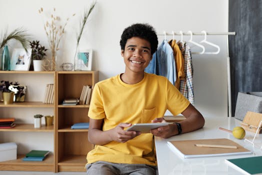 student using digital flashcards