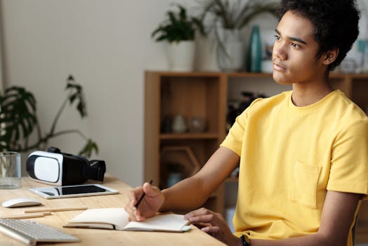 student studying on a tablet