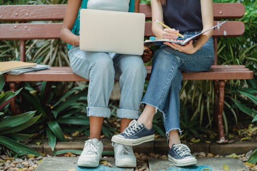 students studying with notes