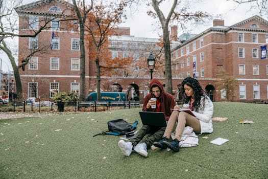 college student studying with friends