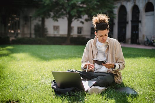 Student participating in an online course