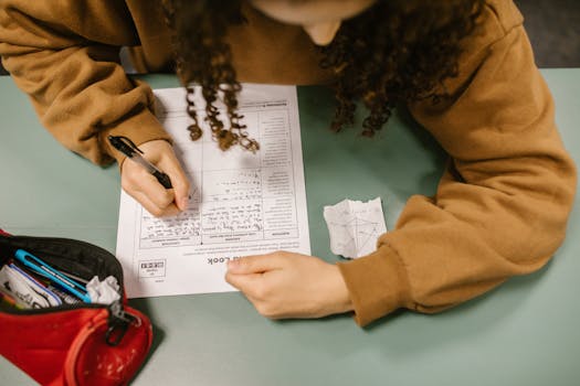 student taking a test