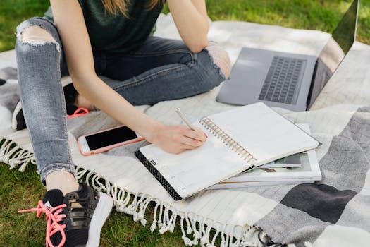 student studying with a planner