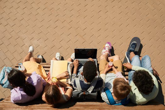 high school students studying together