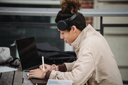 student studying with a planner